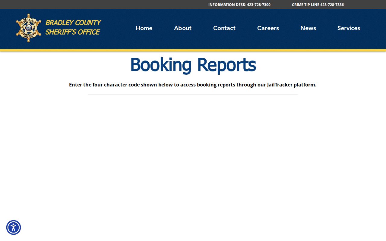 Bradley County JailTracker booking report gate for 24 hour release research