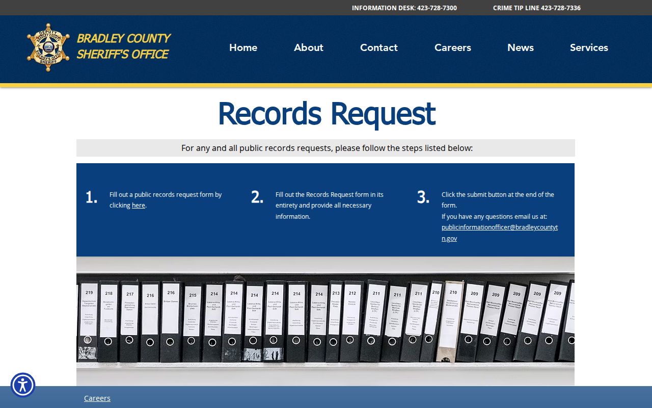 Bradley County 24 hour release record request instructions